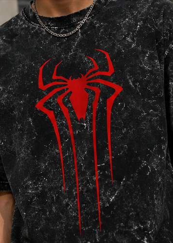 spider  Acid Washed Oversized Tee